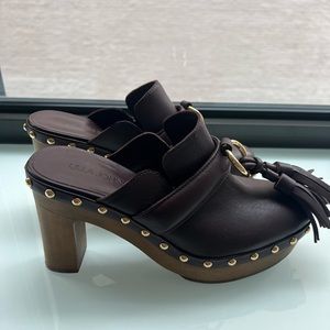 Ulla Johnson tassled clog, size 7, burgundy